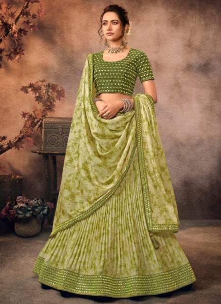 Green Colour Utsav Kavira New Designer Chinon Fancy Lehenga Choli Collection 604